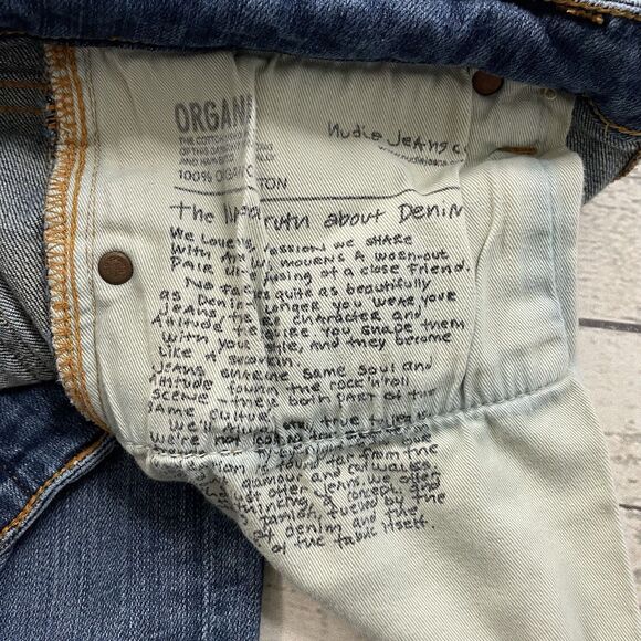 Nudie Jeans Co. Men's W30 x L32 Blue Skinny Lin Medium Wash 5-Pocket Denim Jeans - Picture 9 of 11